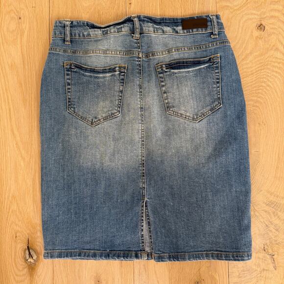 Kenneth Cole Reaction Denim Pencil Skirt SZ 6 Preppy Classic - Picture 2 of 8